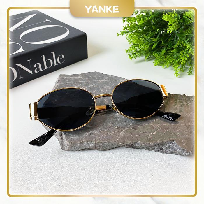 [Paket Kotak & Lap] Kacamata Hitam Wanita Kacamata Bulat Bingkai Kecil Sunglasses Kacamata Korean