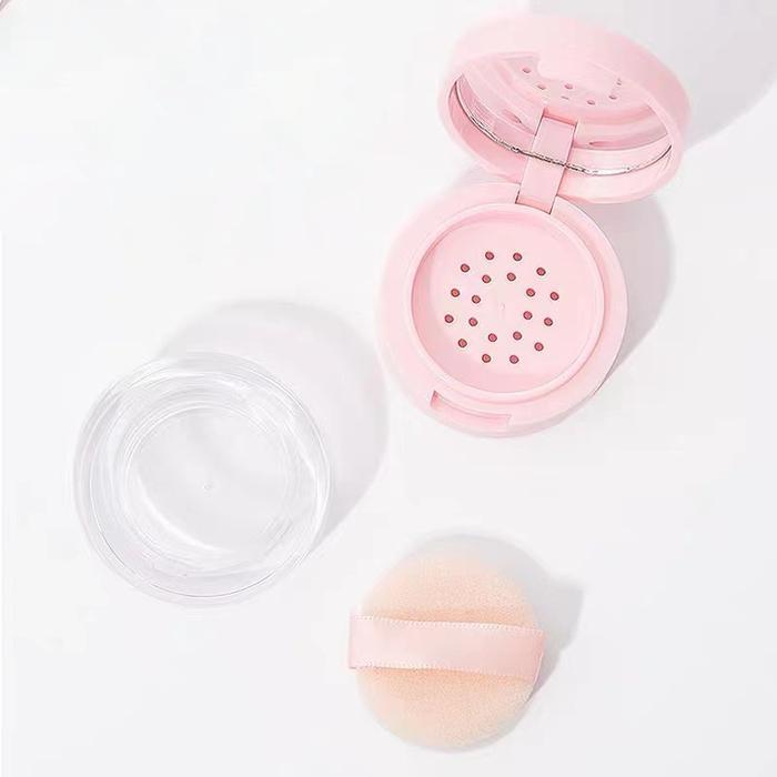 Tempat Bedak Tabur Pot Bedak Tabur Puff Bedak Tabur Case Tempat Loose Powder Free Sponge Wadah Bedak
