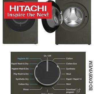 HITACHI MESIN CUCI FRONT LOADING 10.5KG BDD105YJVEM MESIN CUCI HITACHI BDD105YJVEM 10Kg Front