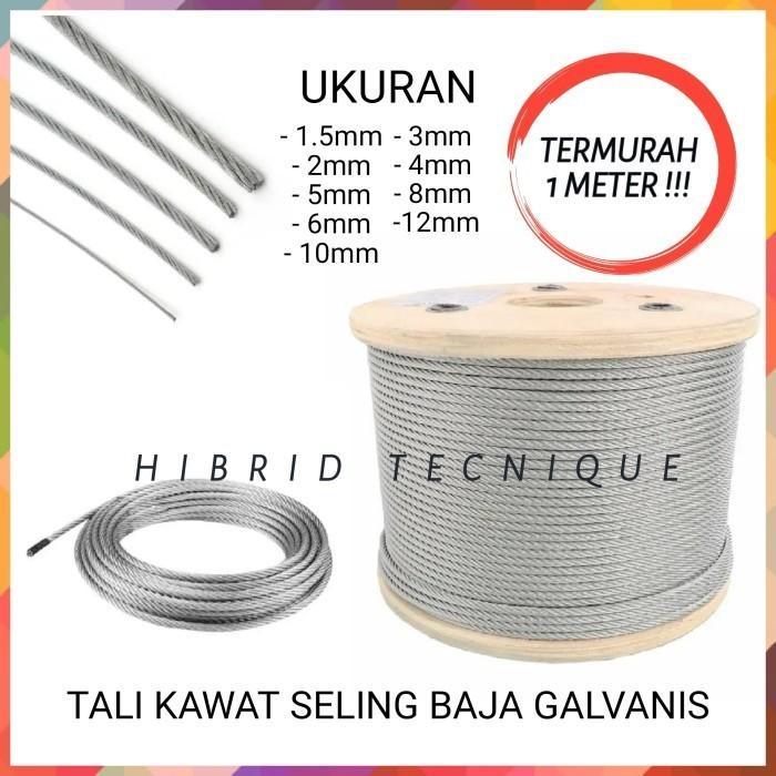 Kawat Seling Galvanis 16Mm Tali Seling Baja Wire Rope Kawat Kabel Seling