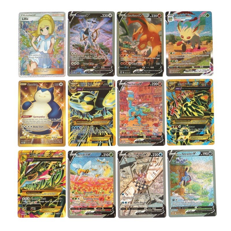 60-100Pcs English Pokemon Cards Holographic EX Vstar Vmax GX Letter Rainbow Arceus Shiny Charizard