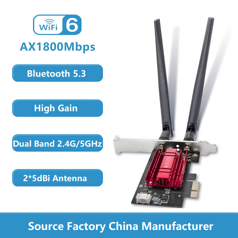 WHOLESALE PRICE PCIE WIFI 6 BLUETOOTH5.3 HIGH GAIN 1800MBPS DUAL BAND PCIE WIFI CARD