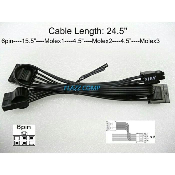 DISKON KABEL MODULAR MOLEX SEASONIC ORIGINAL TO PSU 6PIN