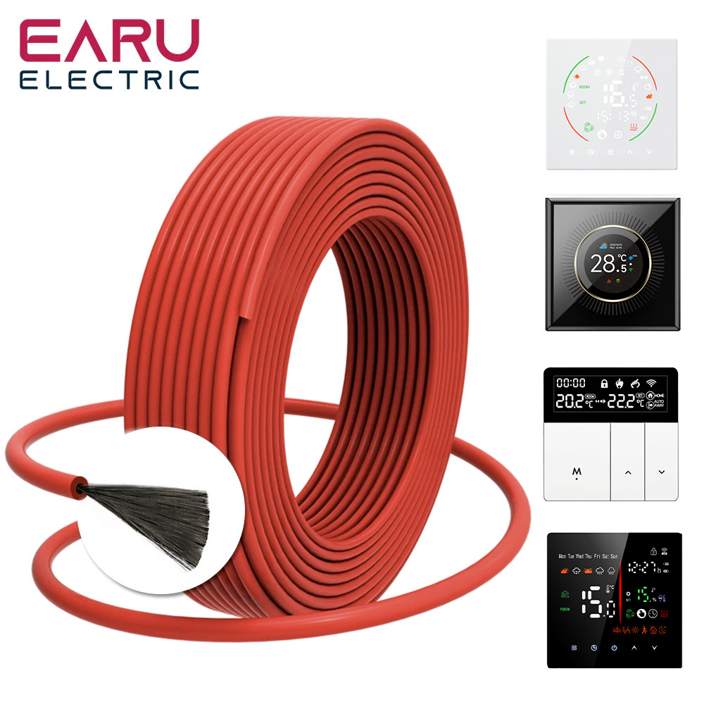 100M 200M Infrared Warm Floor Cable 12K 33ohm/m Electric Carbon Heating Wire Coil 3.0mm Fiber Wire