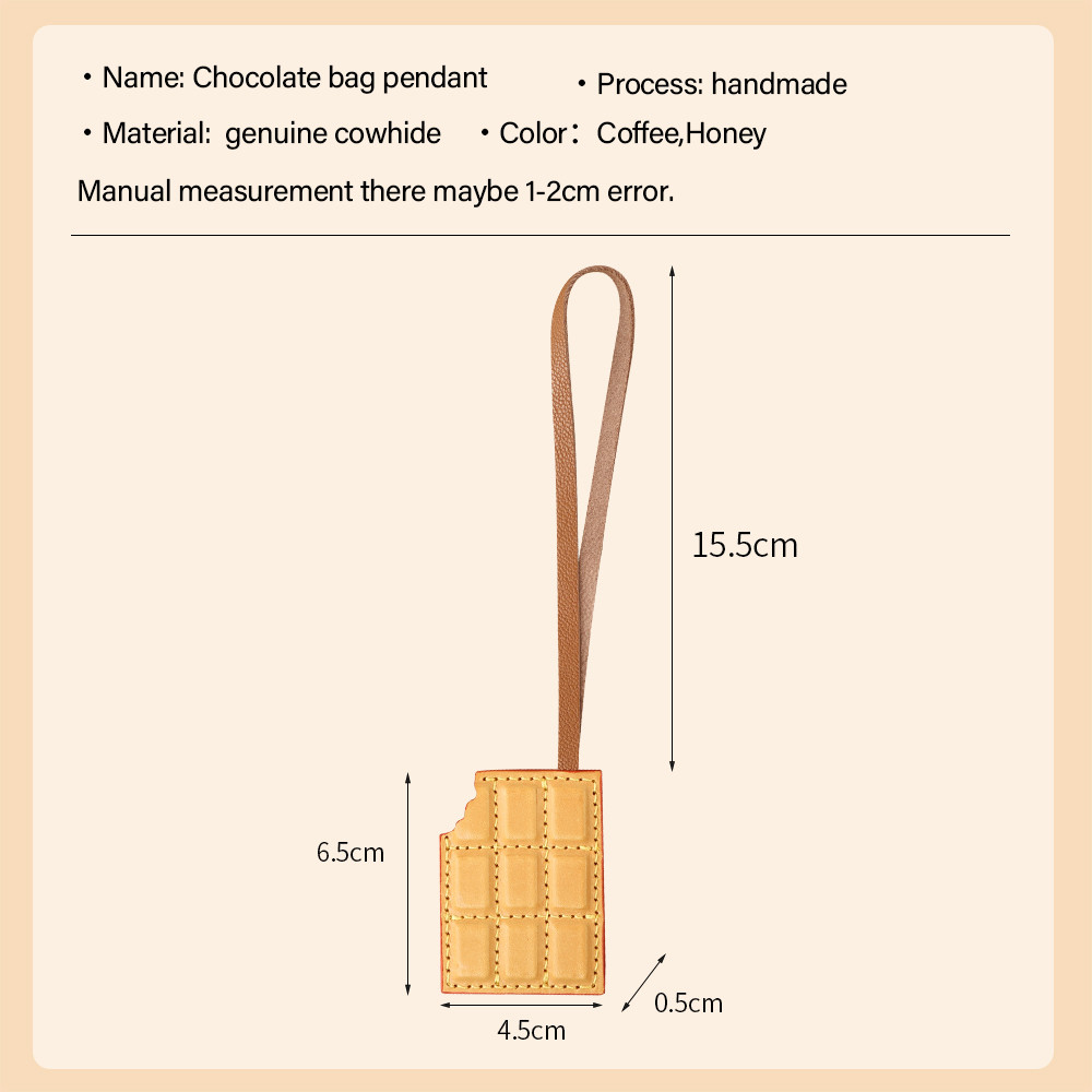 CRAZYSMITH Genuine Leather Bag Charm Chocolate Bag Pendant for LV Bag Ornament Keychain Decoration