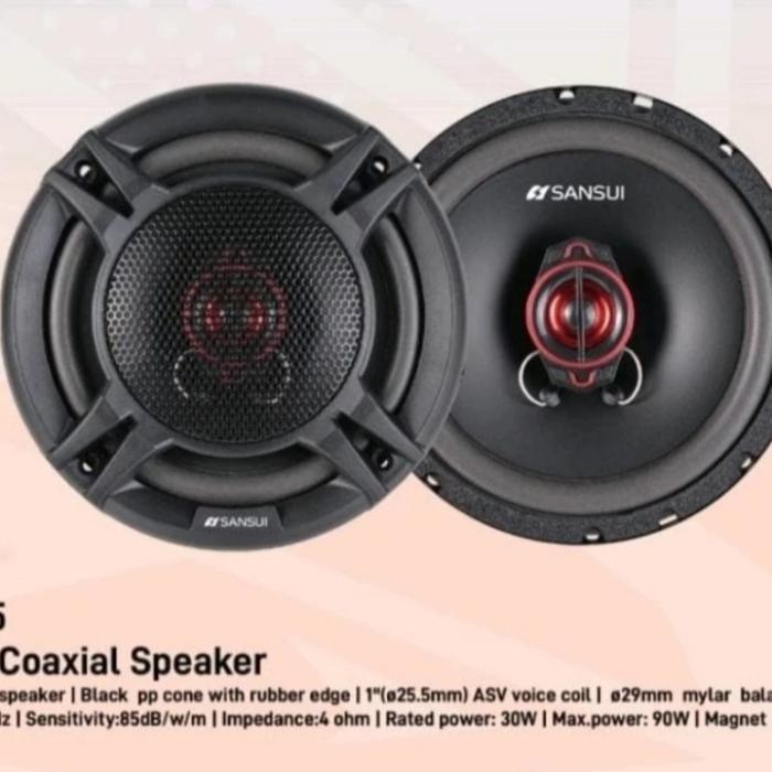 Speaker Pintu Mobil Coaxial 2 Way Sansui Sa-F2665 6 Inch / 6.5 Inch Sepasang