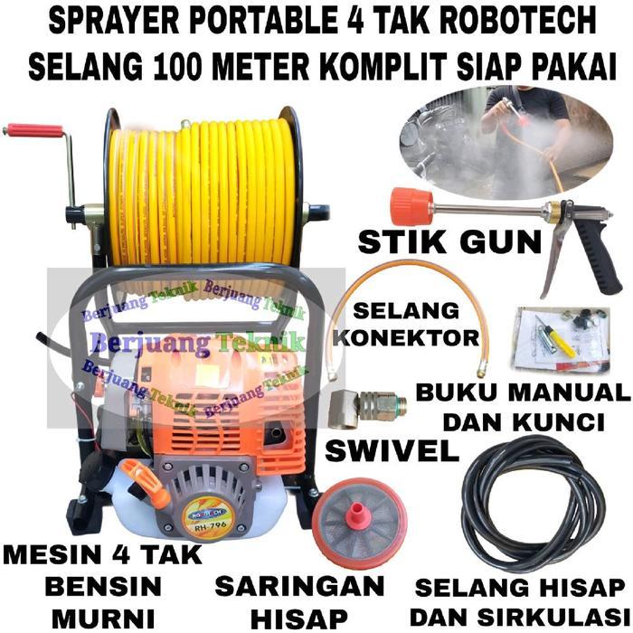 SPRAYER PORTABLE 4 TAK KOMPLIT SELANG 100 METER DAN SELANG 10 METER DAN STIK GUN KABUT SPRAYER STIK