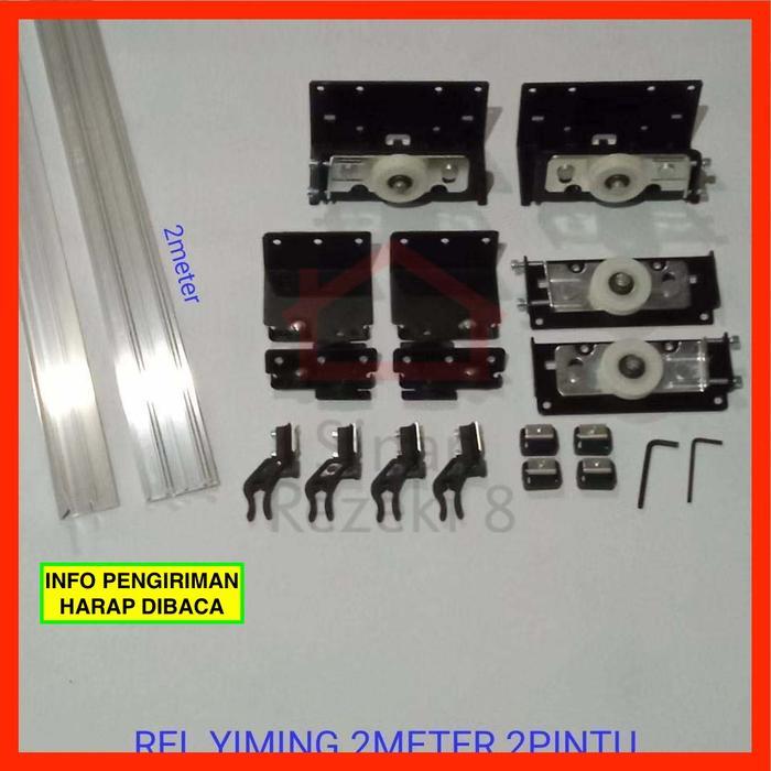 SET Rel Yiming 2 Meter + Roda 2 Pintu Lemari Sliding Pakaian Geser .