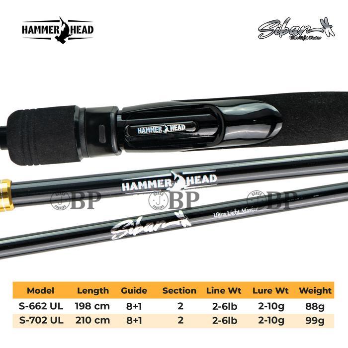 Hammer Head Joran Spinning Sibar Ultra Light Ul Master S662Ul S702Ul X24 Solid Carbon Eva Handle 2
