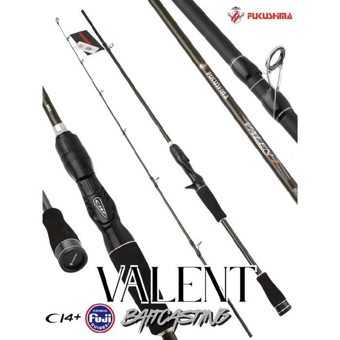 JORAN BC/BaitCasting FUKUSHIMA VALENT Ring Fuji Reel Seat C14+ CARBON PREMIUM 6-14lb - Warna BLACK u