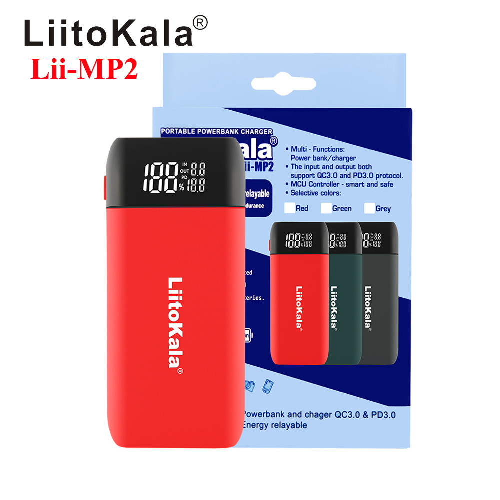 LiitoKala Lii-MP2 Fast Charger 18650 Power Bank Portable Type C Input QC3.0 Charging For 18700 20700