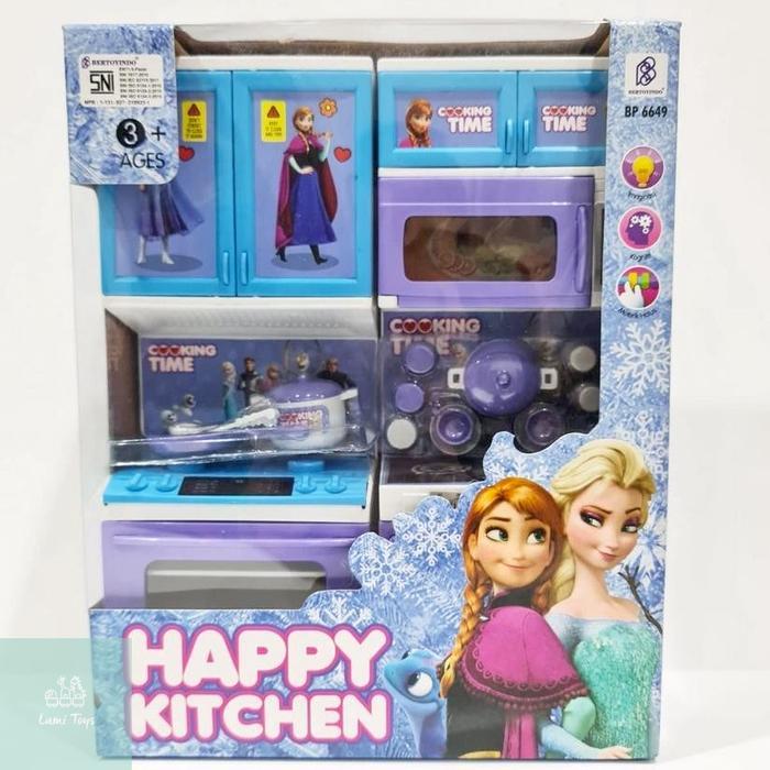 ` Mainan Anak Perempuan Masak Masakkan Alat Dapur Happy Kitchen Set Frozen Elsa Anna BP6649
