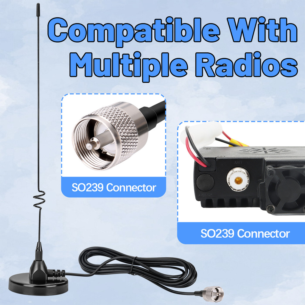 ABBREE AD-109 Dual Band Antenna Walkie Talkie SMA-Female/PL259 Mobile Radio High Gain Antenna For