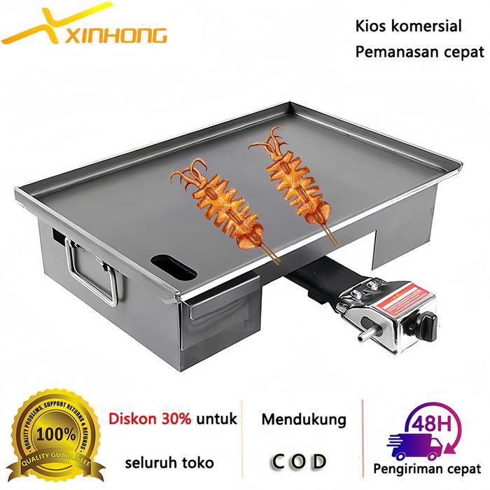 XINHONG Commercial Burger Grill Gas Grill Anti Lengket Teppanyaki Grill Gas BBQ Camping Grill Table
