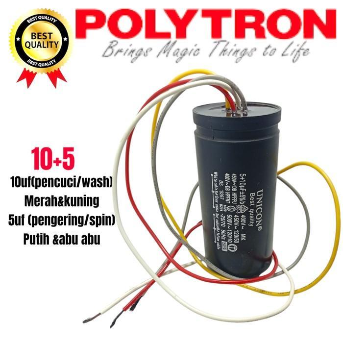 "New" kapasitor mesin cuci polytron 2 tabung pwm7054 mesin cuci polytron