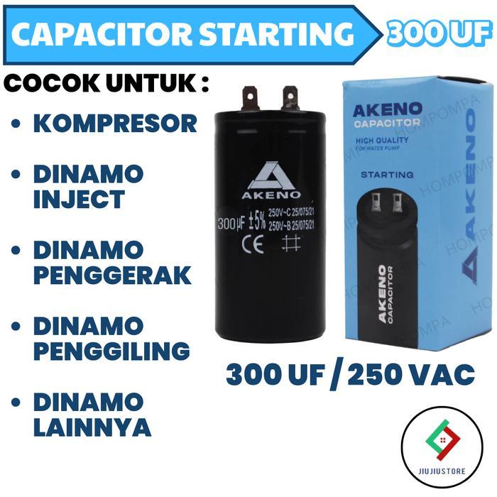 AKENO KAPASITOR STARTING 300 UF CAPACITOR STARTING 300 UF SOKET KONDENSOR 300 UF CD-60 MURAH