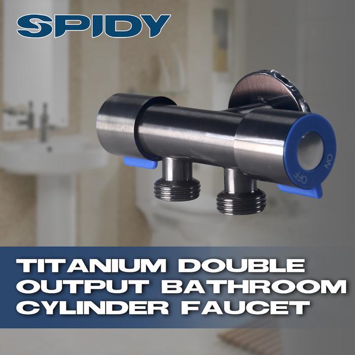 Toto - Keran Kloset Cabang 2 Katub Ganda Titanium Stainless Stop Kran Shower Kamar Mandi Minimalis