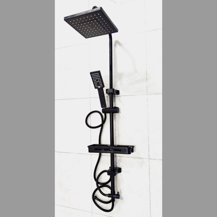 Toto - Shower Tiang Set Black Hitam Minimalis Kotak Tanpa Kran