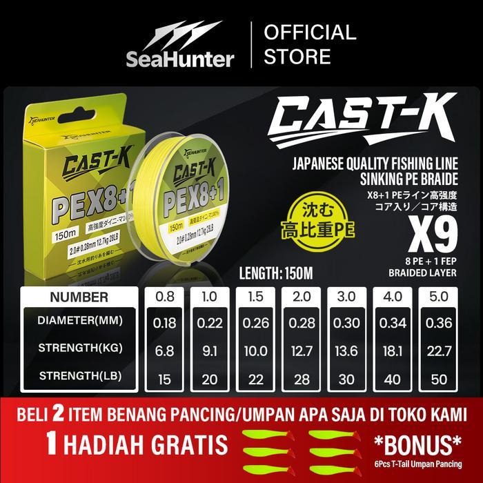 Falcon Fishing - Cast-K PE X8+1 Sinking Senar 150M Fishing 8 PE + 1 FEP Braided Layer Cepat