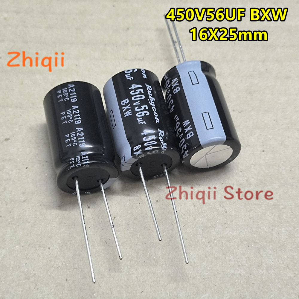 5pcs/10pcs 450v 56uF Rubycon BXW 450V56UF 16x25mm Electrolytic capacitor 56uF 450V High frequency