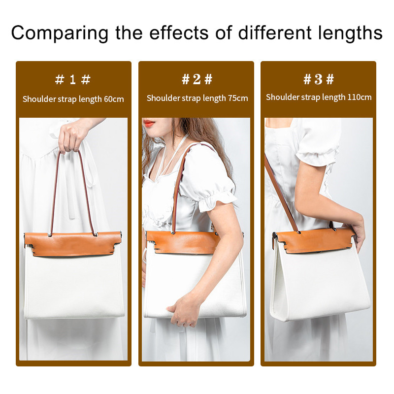 CRAZYSMITH 100% Genuine Leather Bag Strap For Hermes Herbag 31 Short Shoulder Straps 110CM Modified