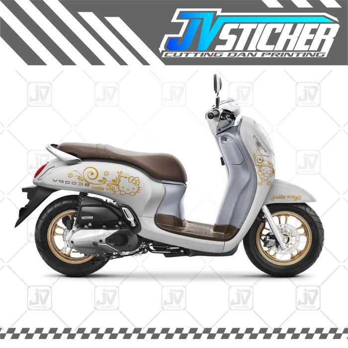 Stiker Keren Variasi Scoopy Hello Kitty Tribal Cutting Sticker Simple Murah Grafis Kendaraan Motor