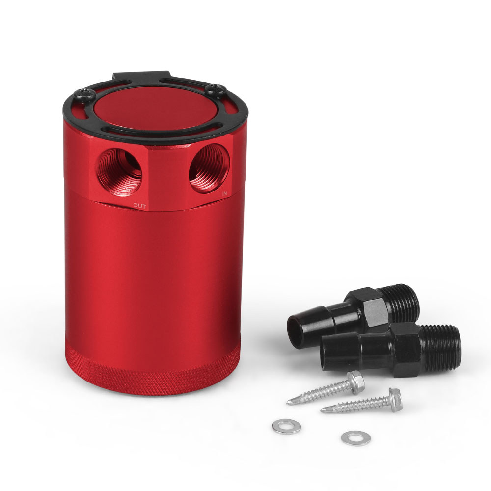 Universal Compact Baffled 2-Port Aluminum Oil Catch Can Reservoir Tank Oil Catch Can Fuel Tank Parts