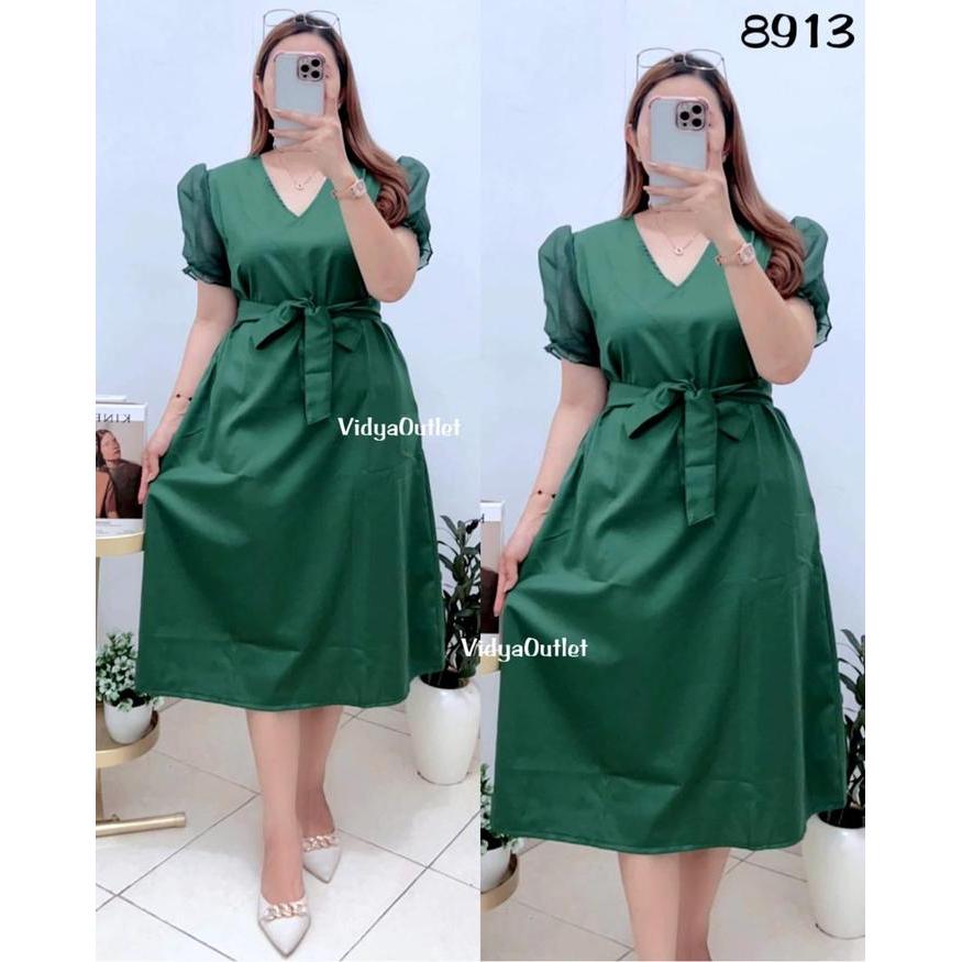 New Vidya - Dres Jimin 8913 Dress Natal Lebaran Kasual Bisa Untuk Kegereja Lengan Balon Baju Natal