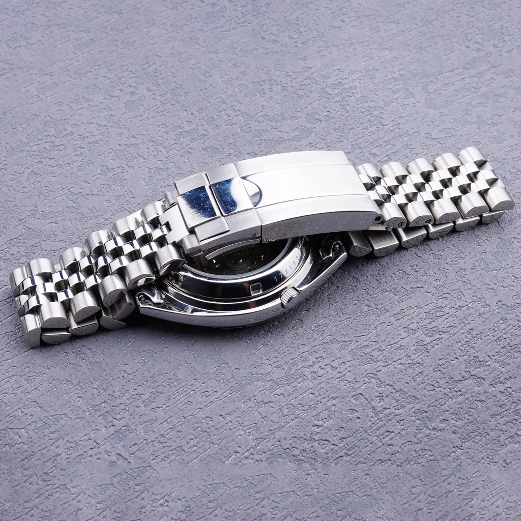 19mm Sliver Hollow Curved End Solid Screw Links Watch Band Jubilee strap For Seiko 5 SNXS73K1 SNXS75