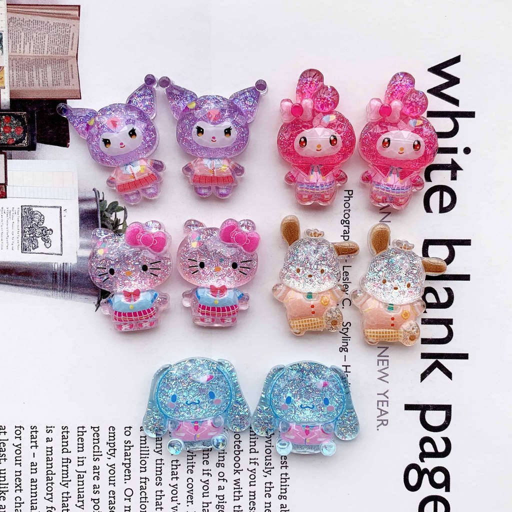 Kawaii Glitter Cartoon Flatback Resin Scrapbook DIY Jewelry Children Gift Hairpin Accessories