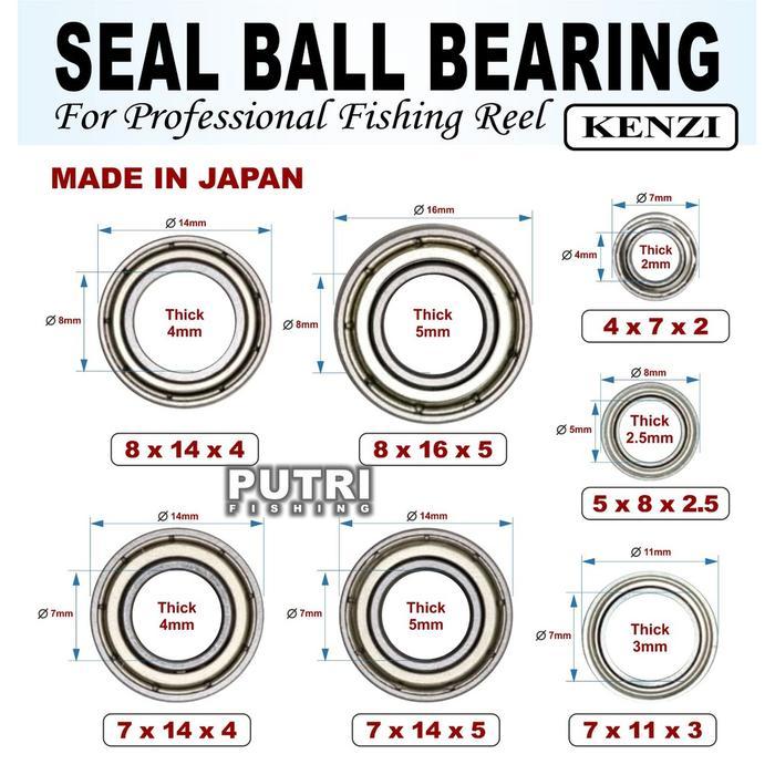 Sparepart Reel Pancing KENZI SHIELD BALL BEARING Klaker Klaher berbagai ukuran - Ukuran 7 x 14 x 4mm