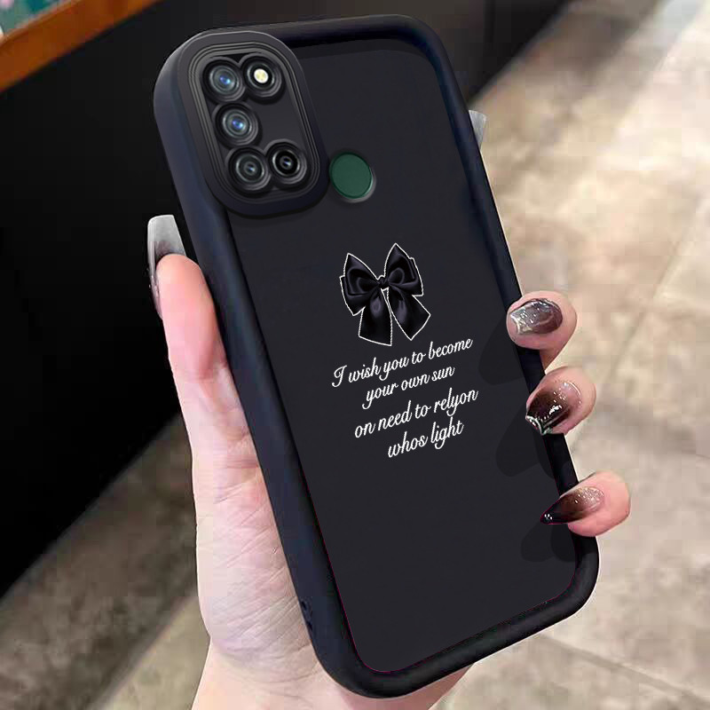 Casing Hp untuk Realme 7I C17 Case Black butterfly ribbon perlindungan  silikon Kasing Cesing menyel