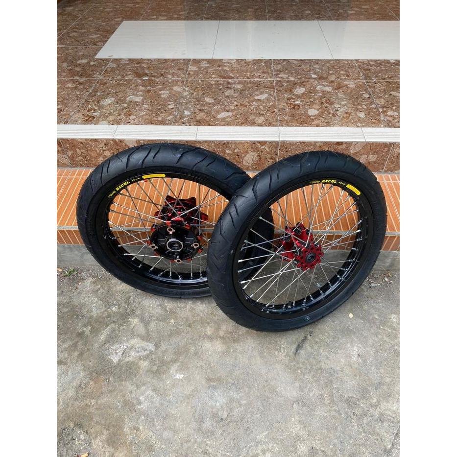 Wheelset Semi Cacing CRF Ban Mizzle Baru Ring 17 Velg Custome Takasago Excel Asia