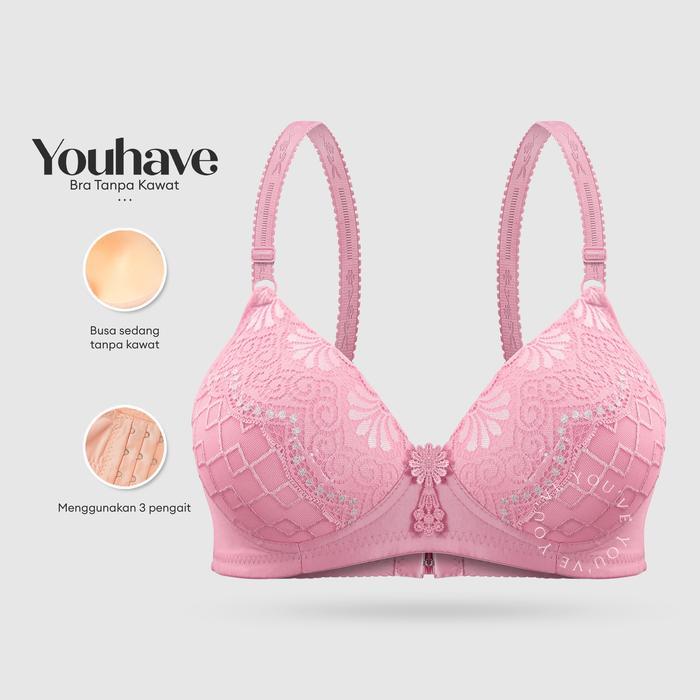 Tally - Bh Bra Wanita Bh Tanpa Kawat Busa Sedang Motif Bunga Brokat 100168