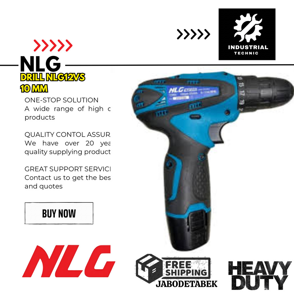 NLG DRILL NLG12VS 10MM CORDLESS DRILL SET 2X1.5AH / MESIN BOR TANGAN CORDLESS / MESIN BOR BESI KAYU 