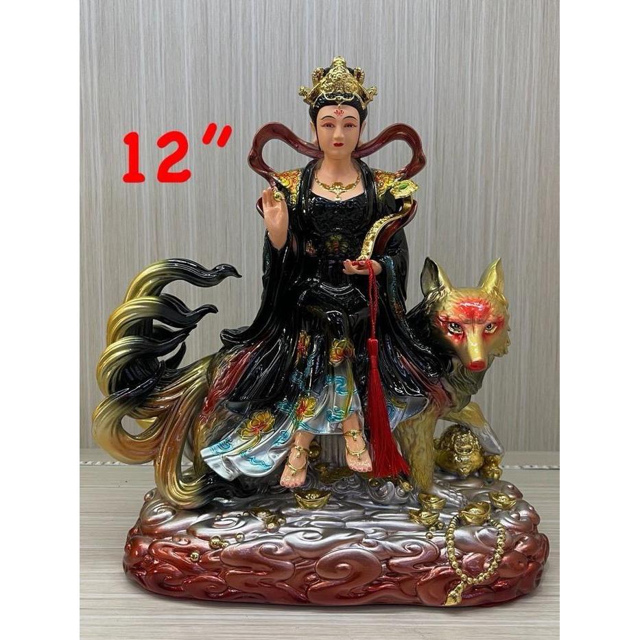 patung ratu rubah ekor 9 - Jiu Hu 12in bahan fiber