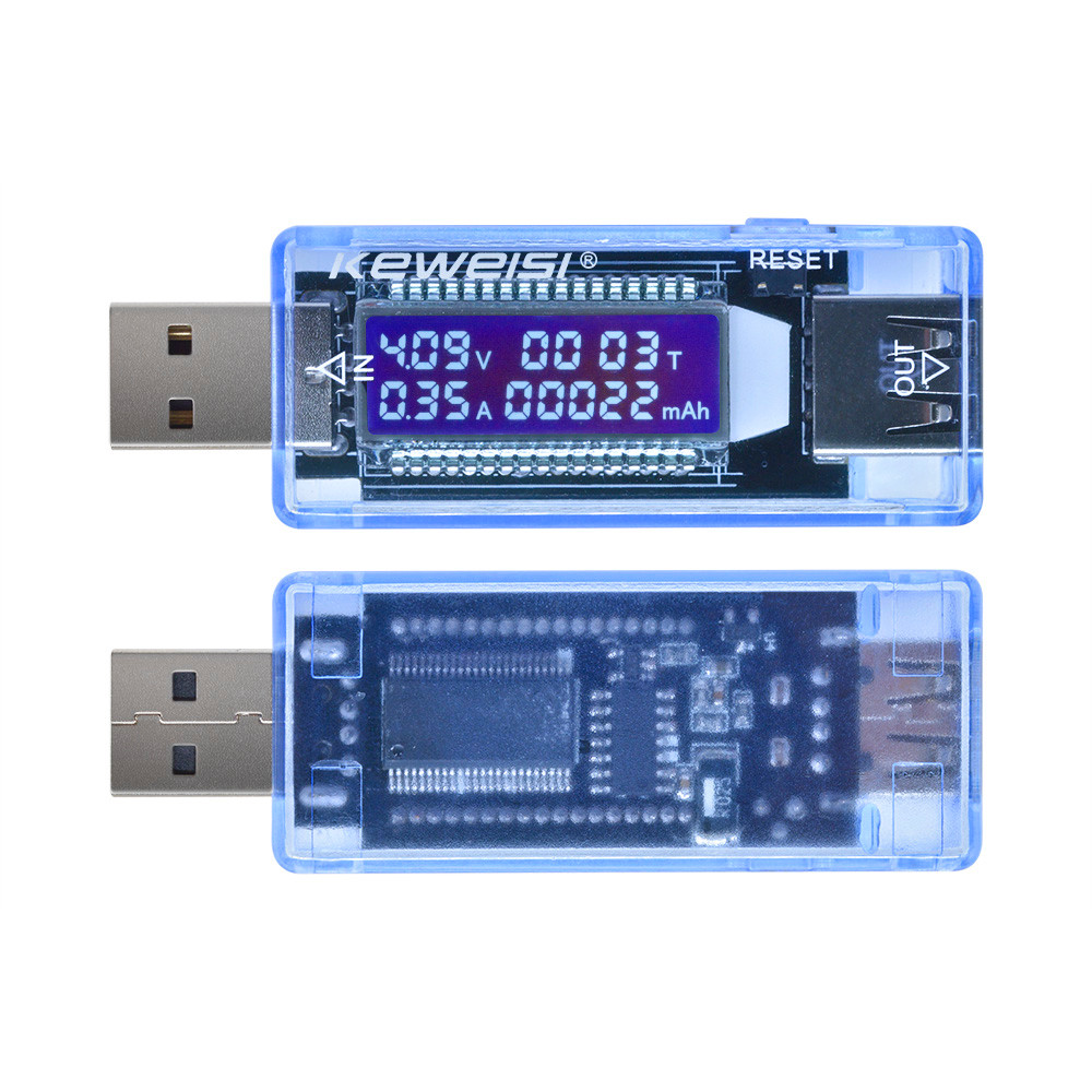 KWS-V20 USB Voltage Ammeter Capacity Tester 4-30V 0-3A 15W Voltmeter Ammeter Power Meter LCD Display