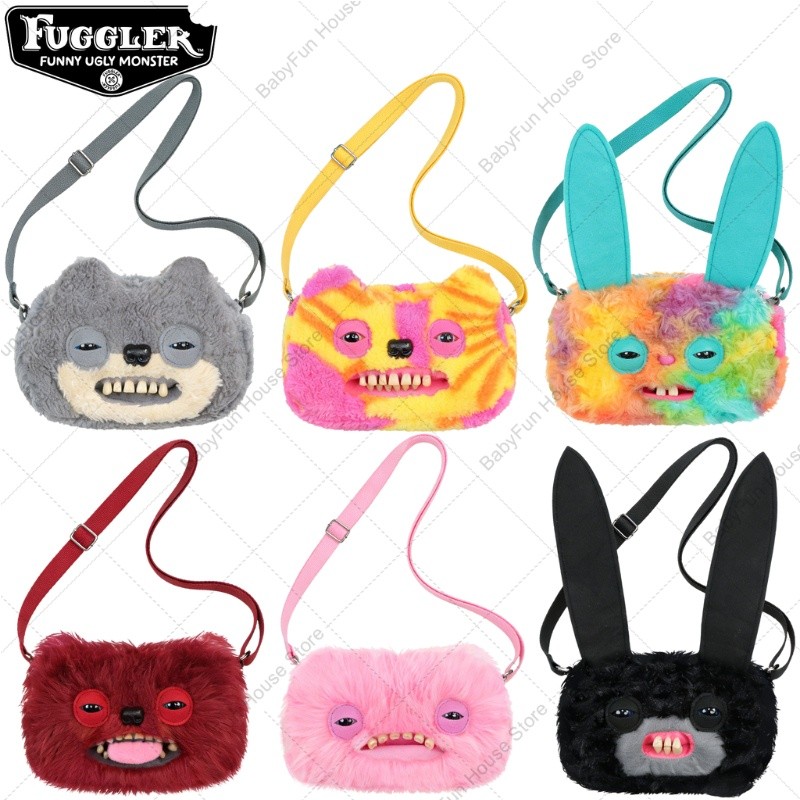 Original Fuggler Funny Ugly Teeth Monster Plush Toys Shoulder Bag Wide Eyed Weirdo Sphynx Cat Sir