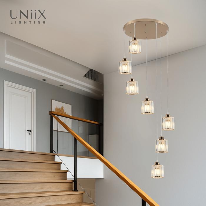 Huga - Uniix - Lg8015 Lampu Gantung Void Tangga Lampu Gantung Hias Kristal Untuk Void Tangga Lampu