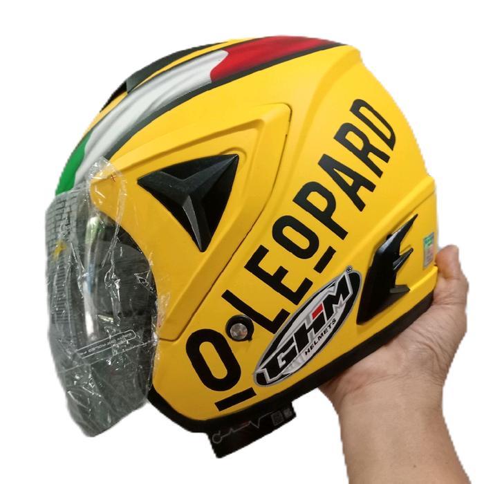 GHM Helm Half Face Vista JP 13 Motif Leopard, Helm Dewasa Pria & Wanita, Sertifikat SNI, Bahan ABS