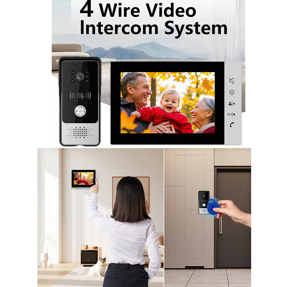 7 Inch RFID Video Door Intercom Door Phone Doorbell Camera Video Access Door Control Day Night