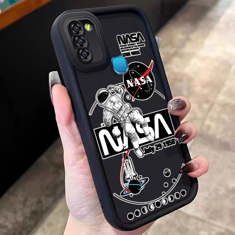 Casing Hp untuk Infinix Smart 5 Smart 6 Ram 3 Hot 10 Lite Case Astronot NASA Kasing silikon Cesing S