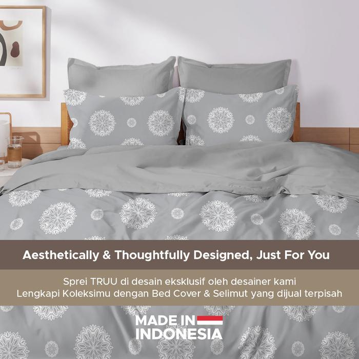 TRUU Essence Microfiber Sprei Eksklusif Dandelion Flower Soft Grey TR.P033 120/160/180/200cm Tinggi