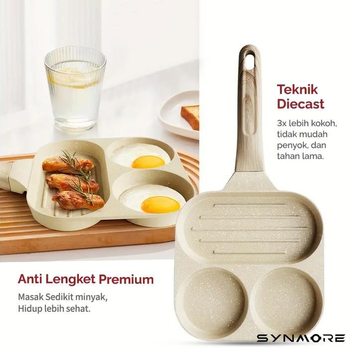 Sale Synmore Wajan Penggorengan Telur 3 Hole Egg Pan Granite Anti Lengket