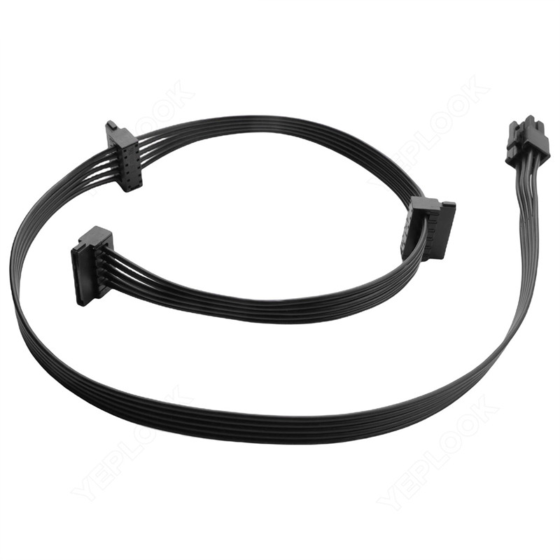 6Pin to 3x SATA Angled, SSD HDD Power Cable for Corsair RM450, RM550, RM650, RM750, RM850, RM1000,
