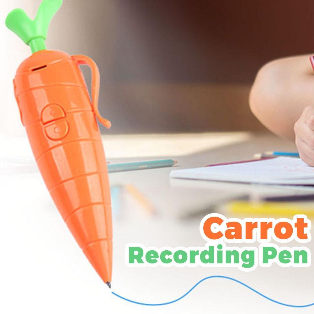 2 in 1 Carrot Recorder Pen Multifunctional One Click 60S Sound Recorder Pen Cute Write&Recorder Pen
