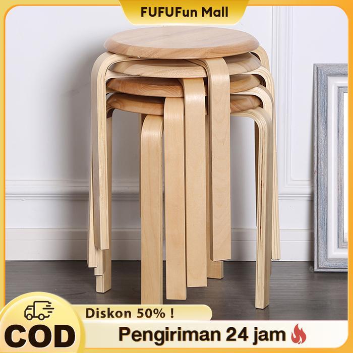 FU Kursi Bangku Kayu Sederhana Kursi Log Rumah Kursi Kopi Kayu Modern Kursi Bar Kursi Susun