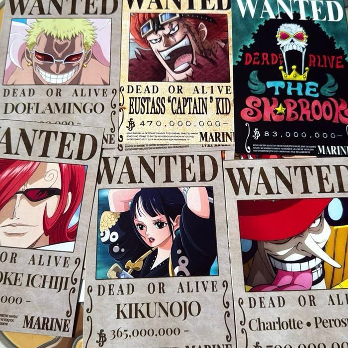 SALE [ TINGGAL TEMPEL ] Poster sticker motif ONE PIECE Bounty hunter 50 Pcs / poster monochrome /
