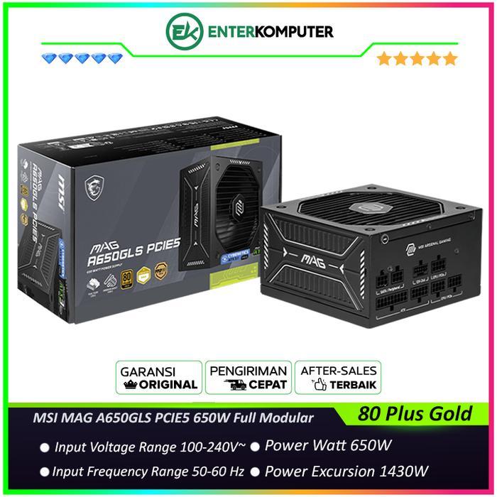 MSI MAG A650GLS PCIE5 650W 80 Plus Gold Full Modular Power Supply - PSU 650 Watt 80+ Gold