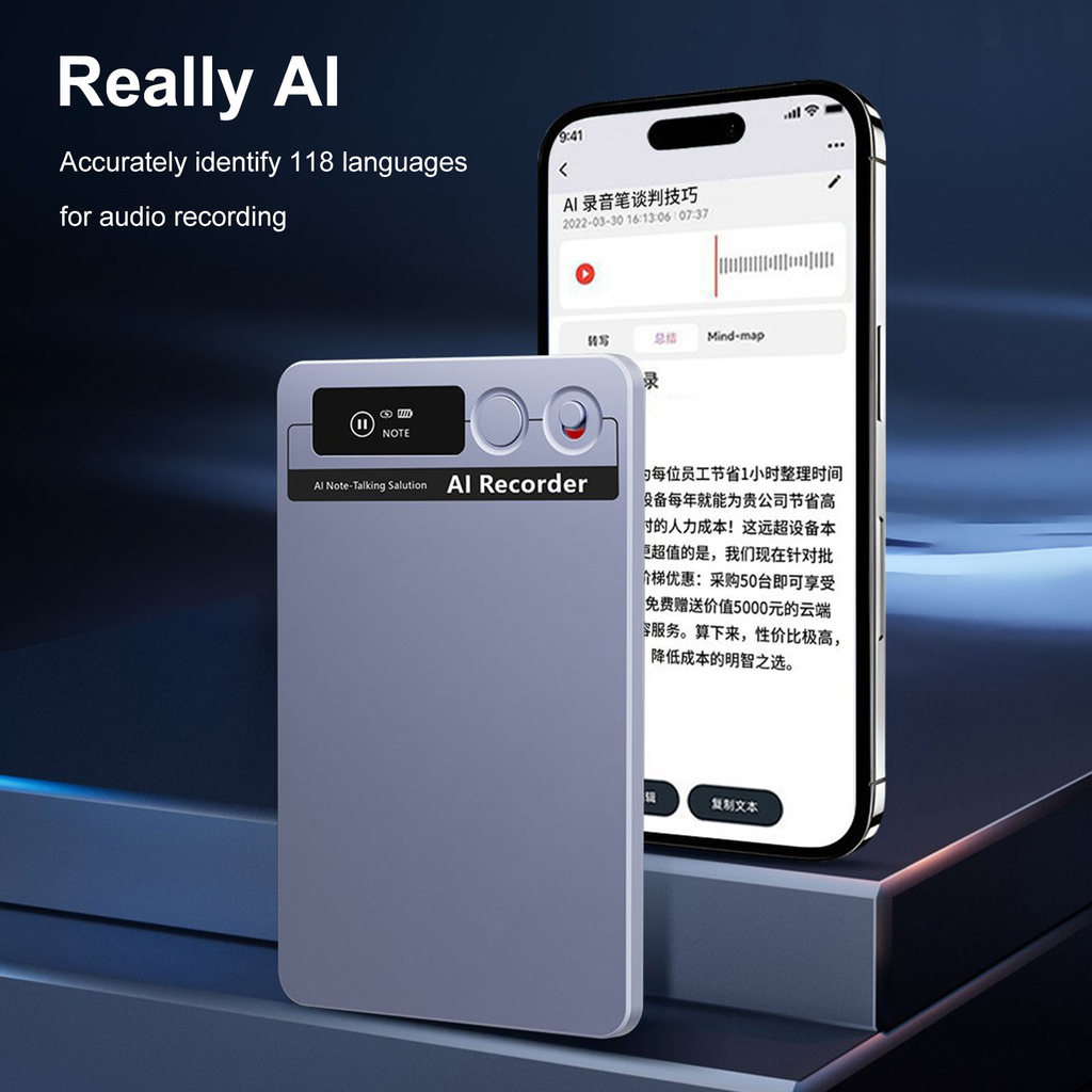 AI Smart Voice Recorder Voice To Text Mini Digital Voice Recorder With Smartphone Connection HD